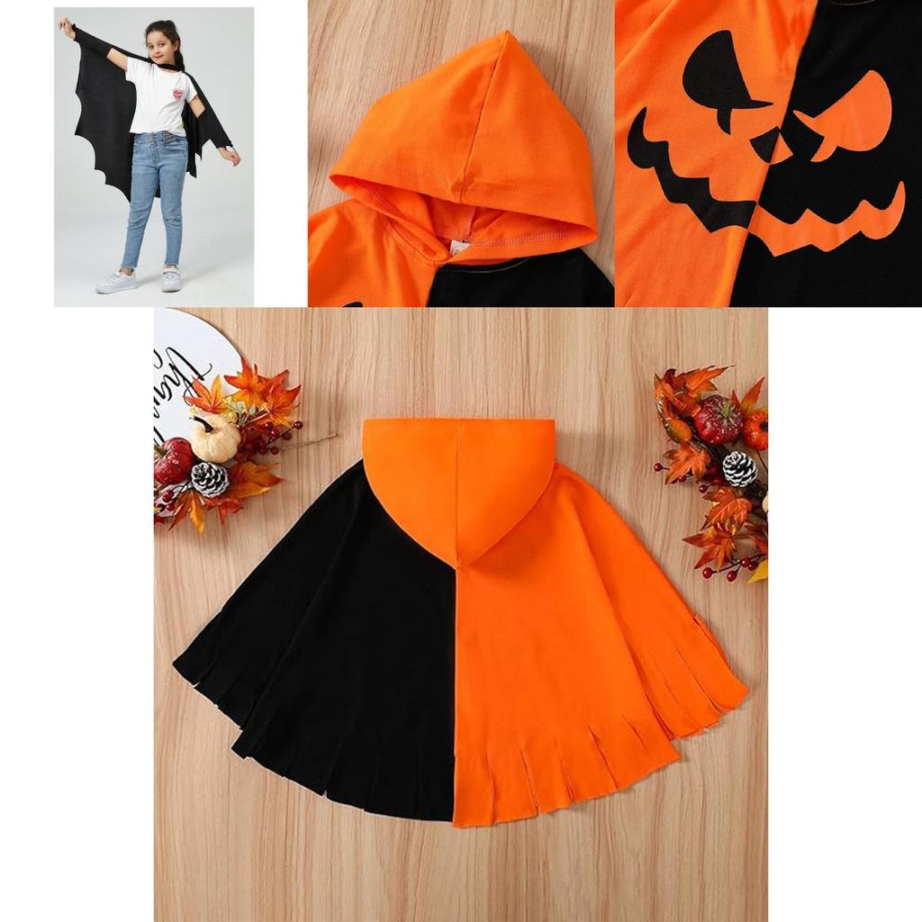 Halloween Costume Kids Pumpkin Bat Caped Cosplay With Polyester Fabric For Teen Adults