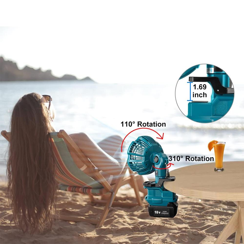 Portable Clip on Fan for Makita 18V Battery 3 Speed Energy Efficient Stroller Fan Outdoor Use