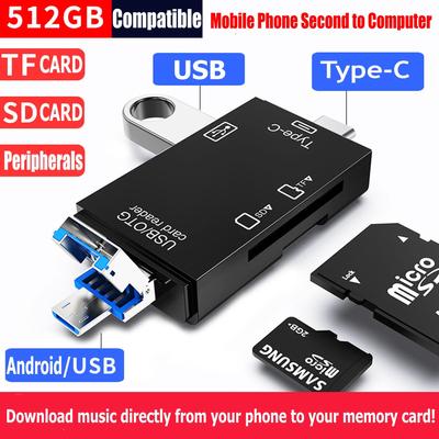 קורא כרטיסים USB 3.0 Type-C רב תכליתי עם OTG 2.0 לטלפון ומחשב אנדרואיד, תומך בדיסק SD/TF/U