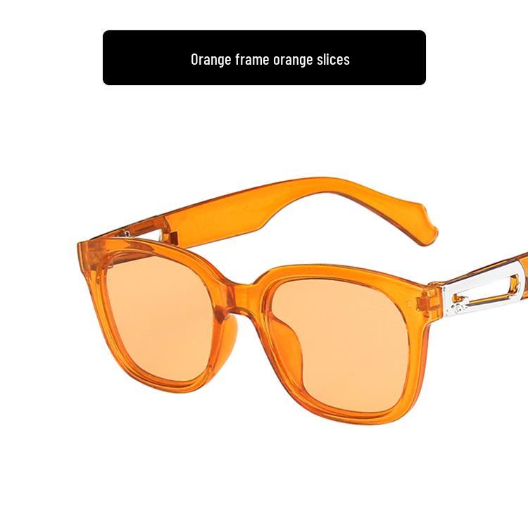 William Chan Style 2022 Korean Square Sunglasses with Paperclip Buckle Decoration