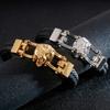 Punk Goth Lion Head Men's Bracelets & Bangles Braided Genuine Leather Man Bracelet Gold Color Stainless Steel Bike Chain Jewelry