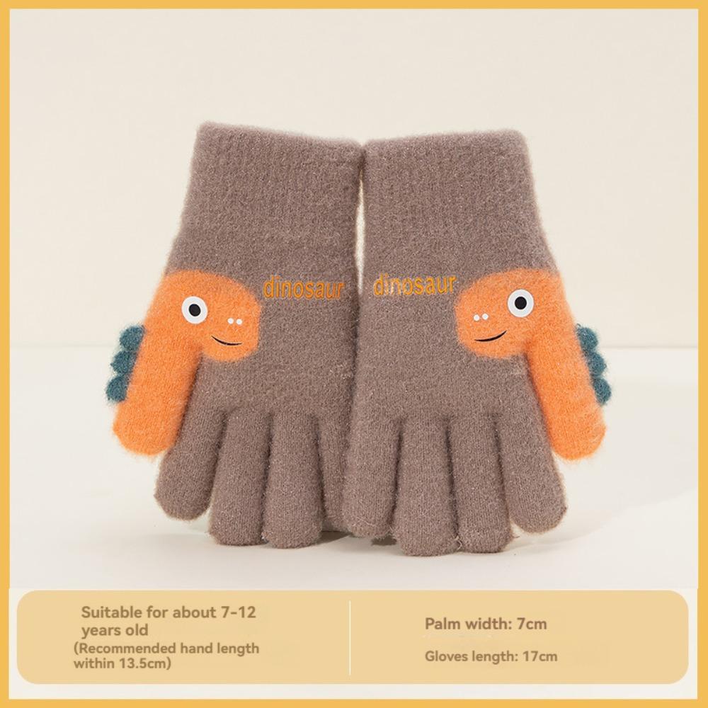 Warm Plush Five-finger Gloves 7-12 Years Old Kids Gloves Cute Winter Knitted Gloves  Boys and Girls