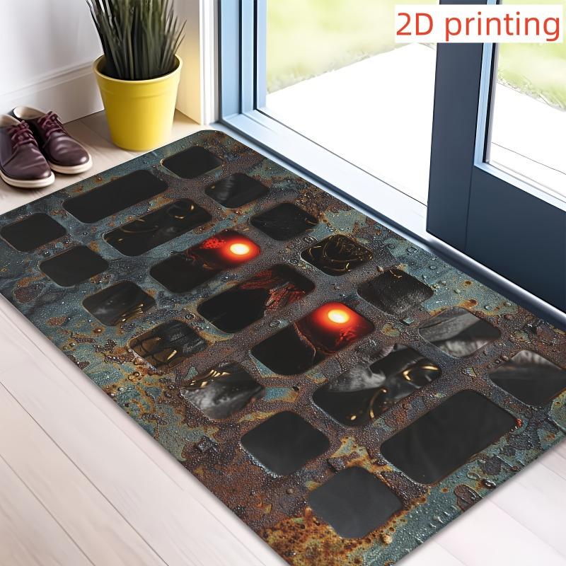 1ks Podložka ke dveřím s 3D optickou iluzí s tématem hororového filmu, podlahová rohožka pro vchod, ložnici, koupelnu, schody, krbové podlahové rohožky pro domácnost