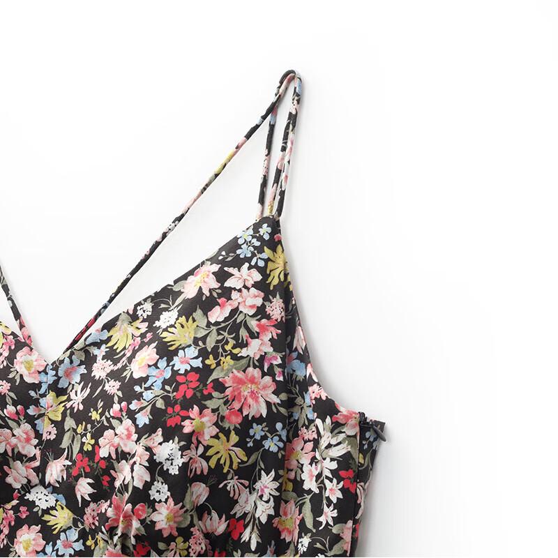 GOELIA Summer Floral Print Spaghetti Strap Midi Dress