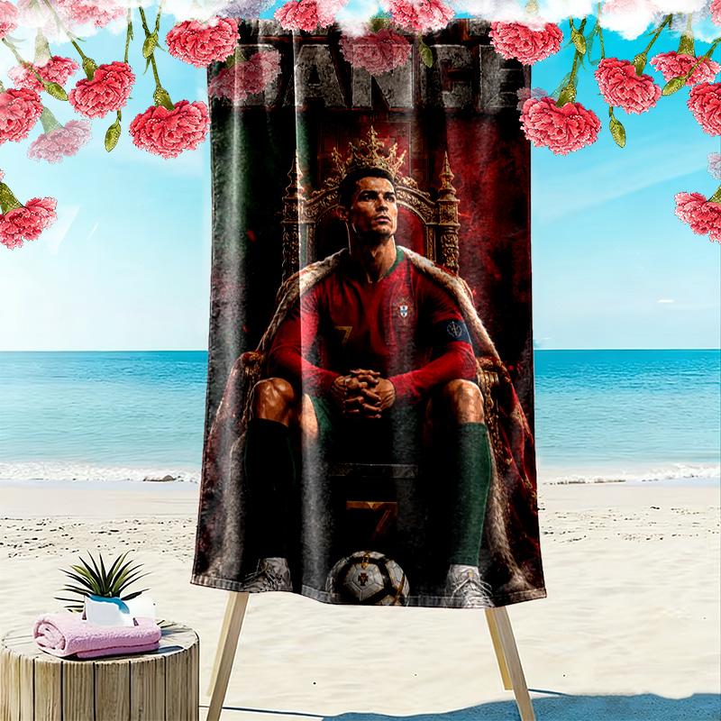 Asciugamano da Spiaggia con Stampa C Ronaldo, Asciugamano Grande Morbido ad Asciugatura Rapida per Spiaggia Campeggio Nuoto