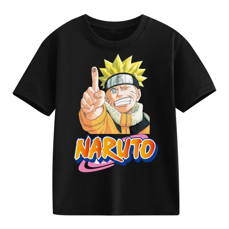 2026 Naruto Kids TShirt Uzumaki Uchiha Sasuke Hatake Kakashi Anime Character Print Cotton Short Sleeve Boys Girls Round Tops