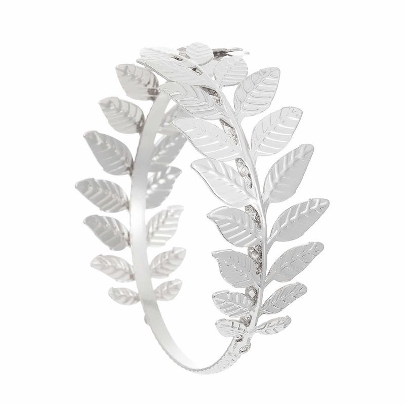 Leaf Bracelet European and American Bridal Leaf Greek Baroque Style Golden Leaf Olive Branch Bracelet Bangle Silver White