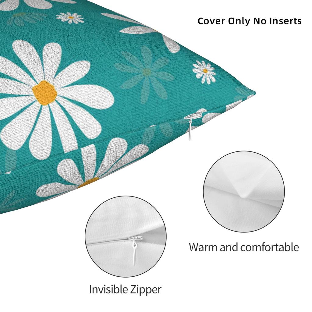 White Daisy Floral Pattern Pillowcases Morden Pillow Case For Sofa Home Decoration Design Pillow Cover