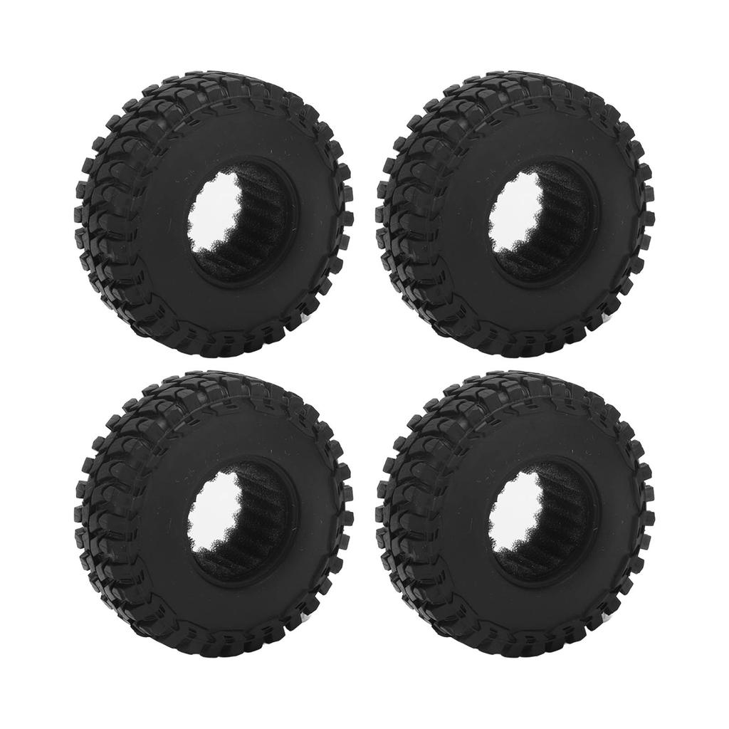 4 Pcs RC Tires Rubber Black Strong Cushioning Remote Control Car Tires with Anti Slip Nuts for Axial SCX24 1 24 RC Car