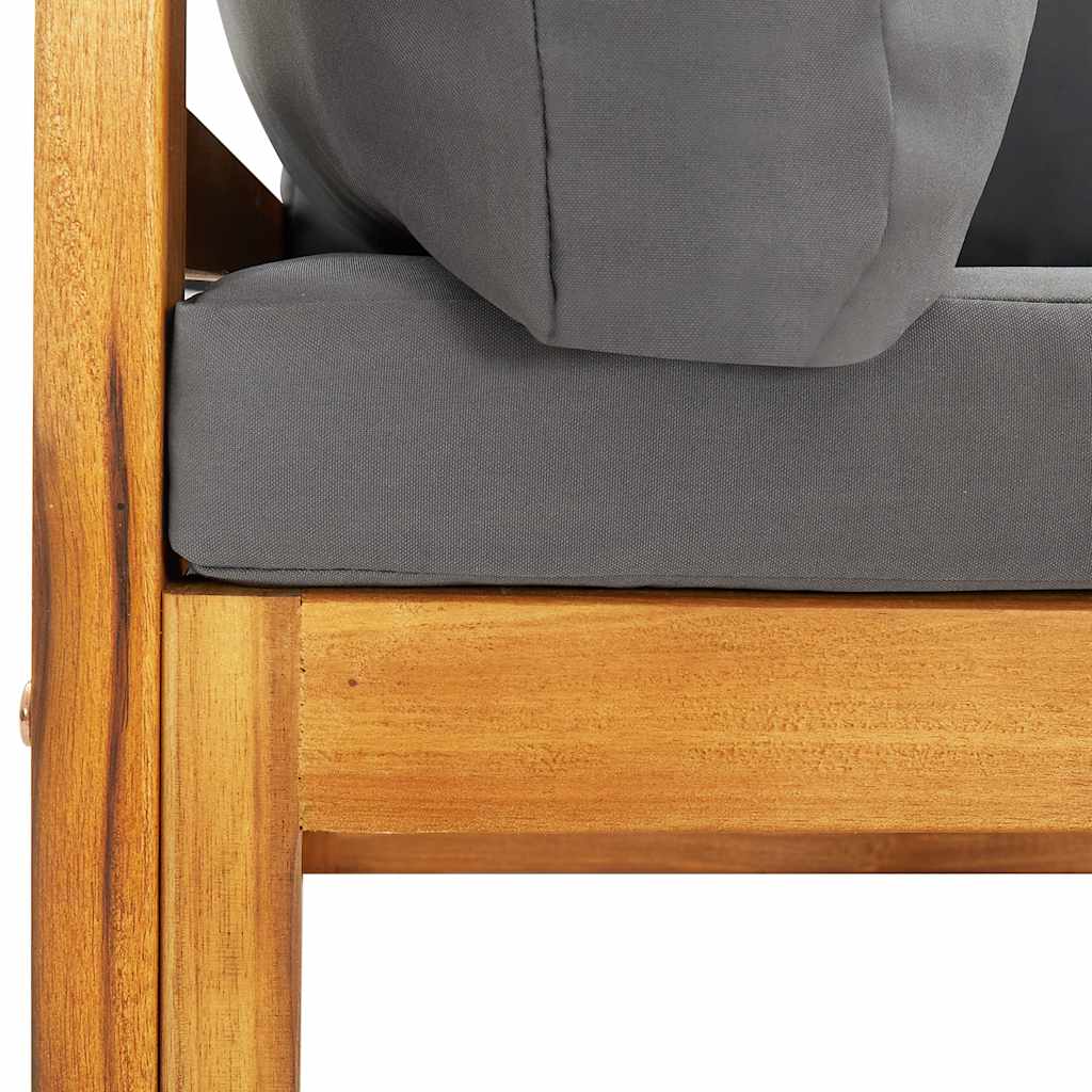 Modular Corner Sofa with Dark Grey Cushions Solid Acacia Wood