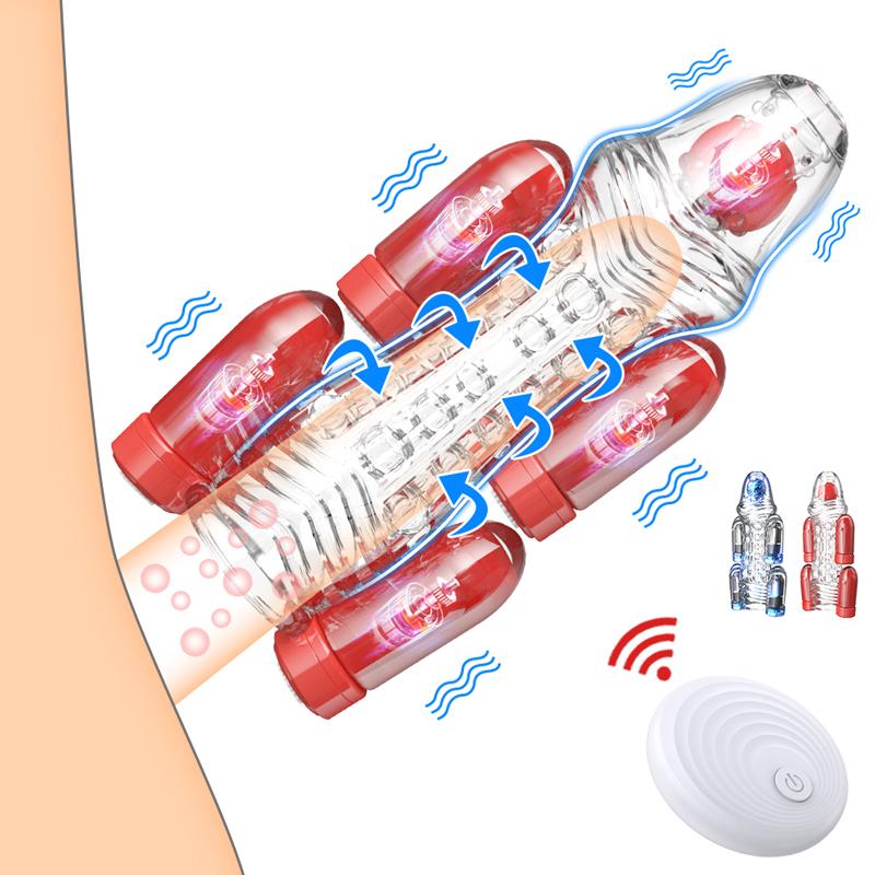 Bezdrátové dálkové ovládání Glans Vibrator Penis Ring Ring Sleeve Enlargement For Men Opakovaně použitelný kondom