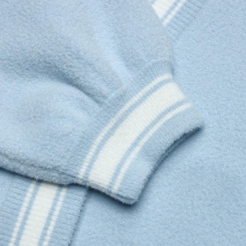 FILA Original Comfortable Loose Warm Soft Knit Sweater Women sweater Snow-Velvet-Blue F11W349406FBU