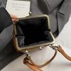 Retro Kiss Lock Crossbody Tas Effen Kleur Grote Capaciteit Kleine Handtas PU Leer Schoudertas
