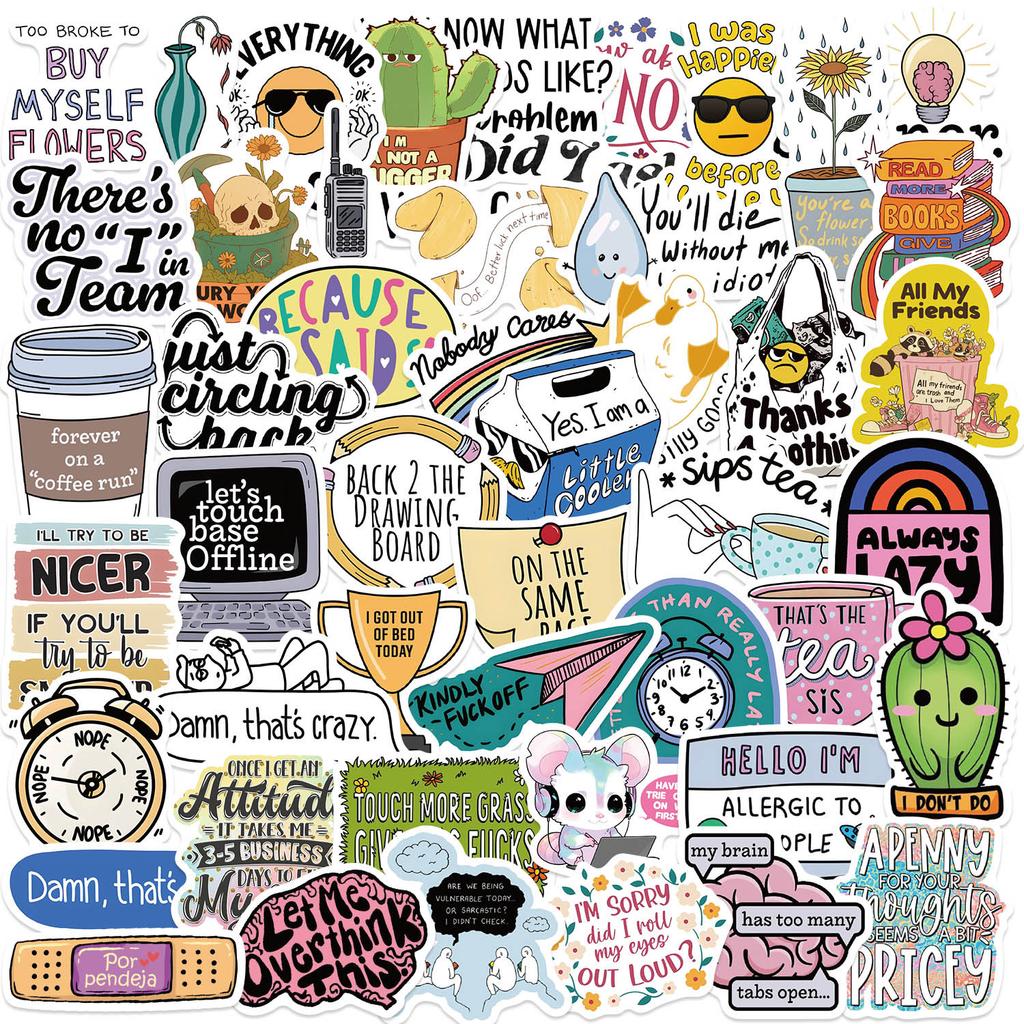 50 Cartoon Sarcastic Sarcastic Doodle Stickers Guitar Notebook Suitcase DIY Waterproof