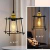 Pendant light with iron wire shade and glass amber hanging Western stylish ceiling interior ceiling freely adjustable with decorative for dining