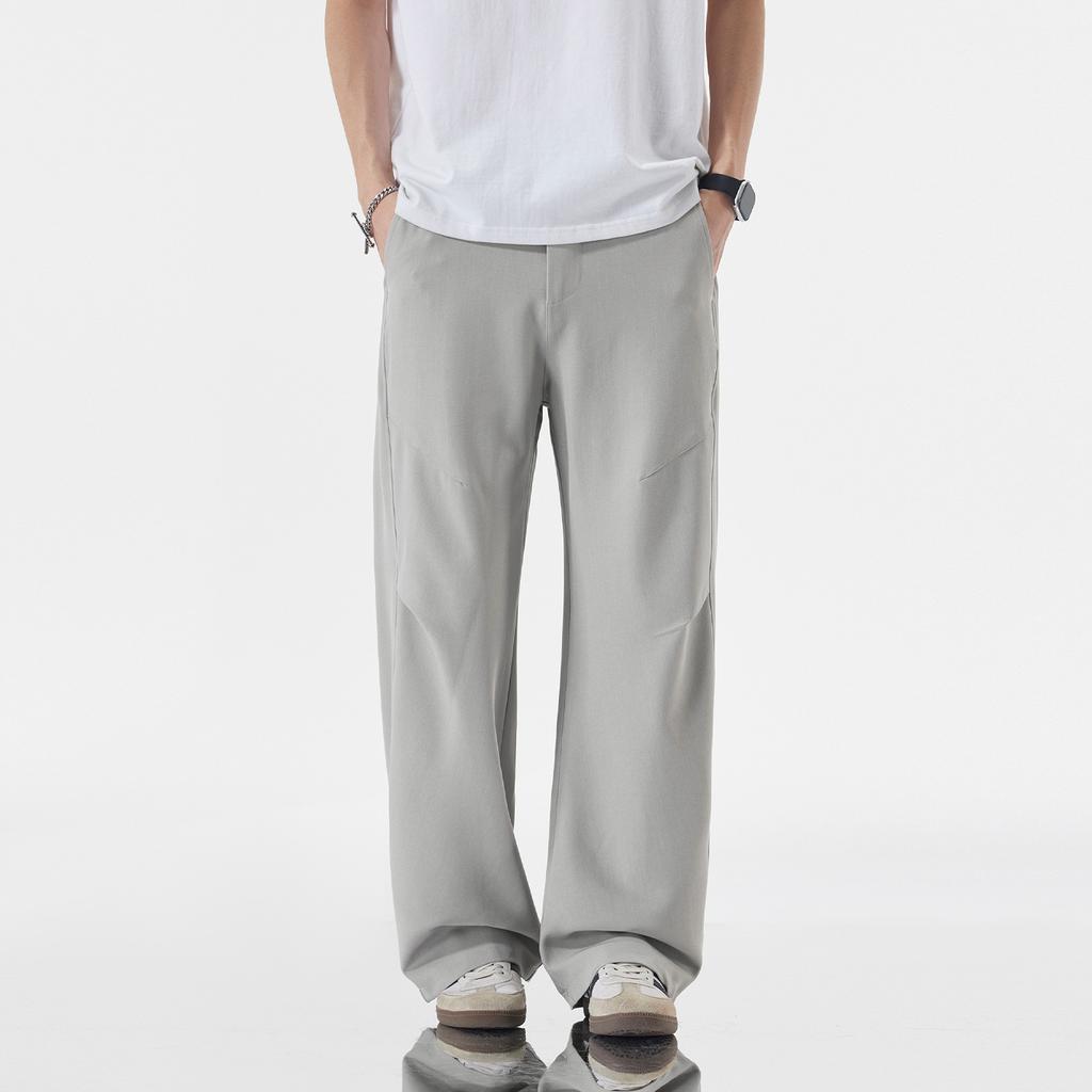 Summer New Pleated Outdoor Sports Casual Pants Men's Solid Color Simple and Versatile Loose Wide-leg Trousers