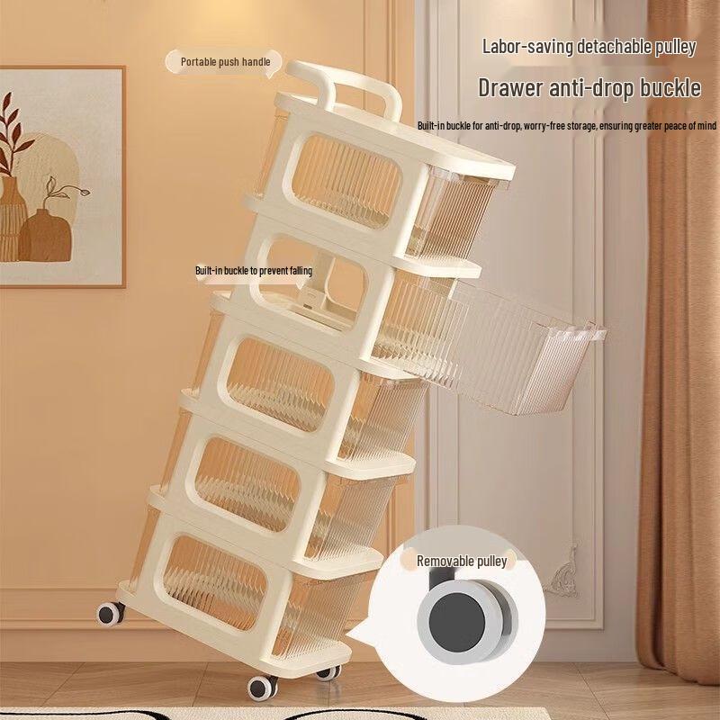 3-Tier Mobile Storage Trolley with Drawers