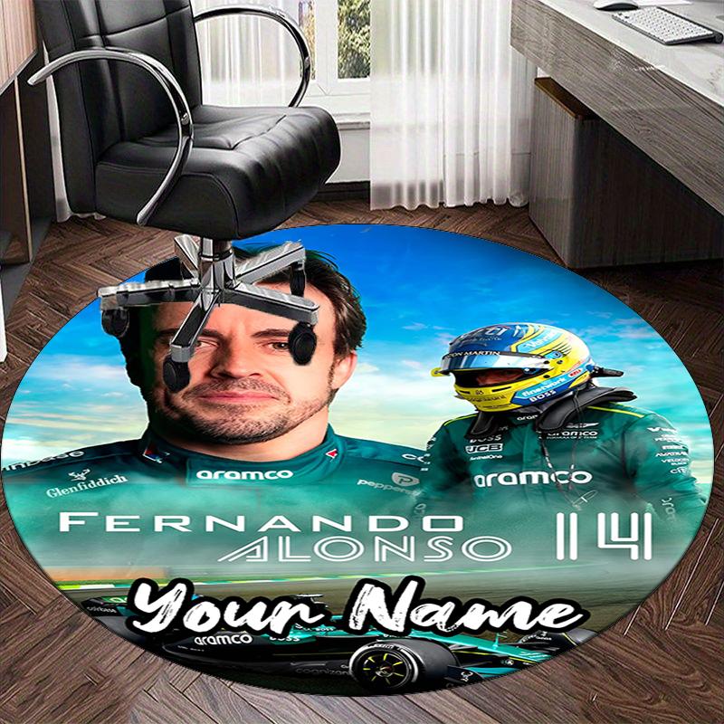 Custom Name Fernando Alonso Printed Round Rug Carpet Chair Rug Area Rug Entryway Doormats,for Office Chair Living Room Bedroom Kitchen Room.