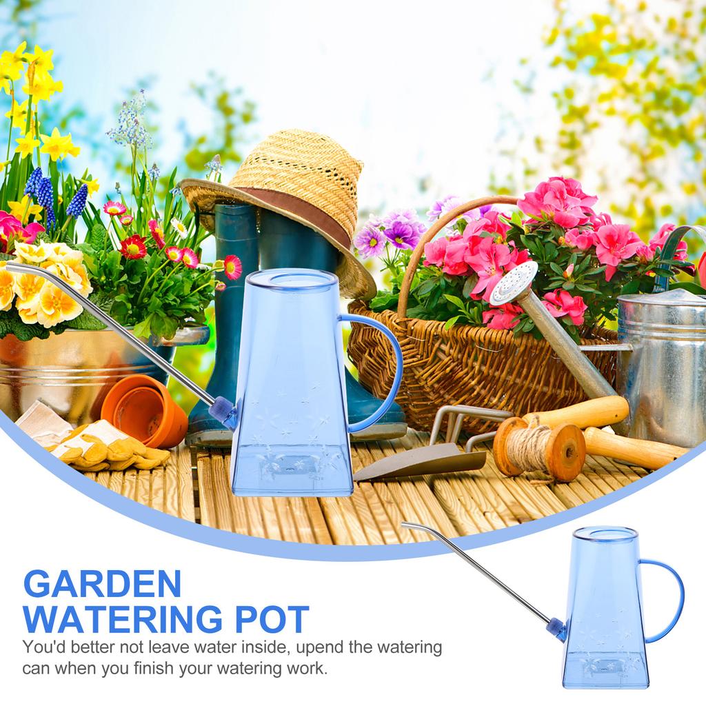 Stainless Steel Long Spout Watering Can Plastic Transparent Small Watering Pot for Houseplants Indoor Outdoor Garden Tool