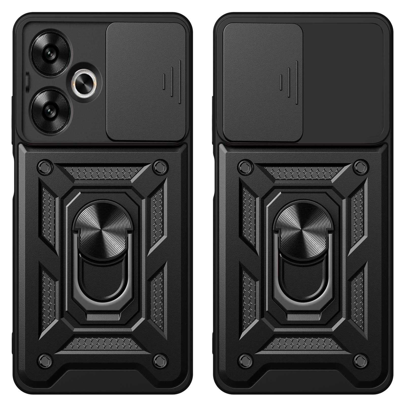 

For Xiaomi Redmi 13C 5G/13R 5G/Poco M6 5G Case with Slide Camera Cover Kickstand PC+TPU Phone Back Shell Blue