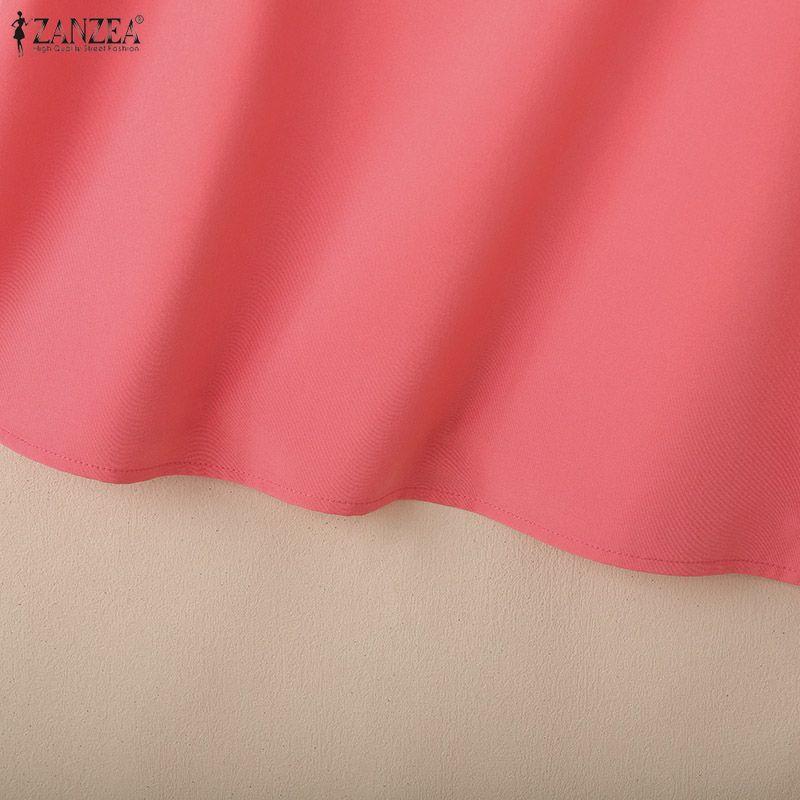 ZANZEA Blusa Casual de Encaje Crochet con Escote en V y Manga Media para Mujer