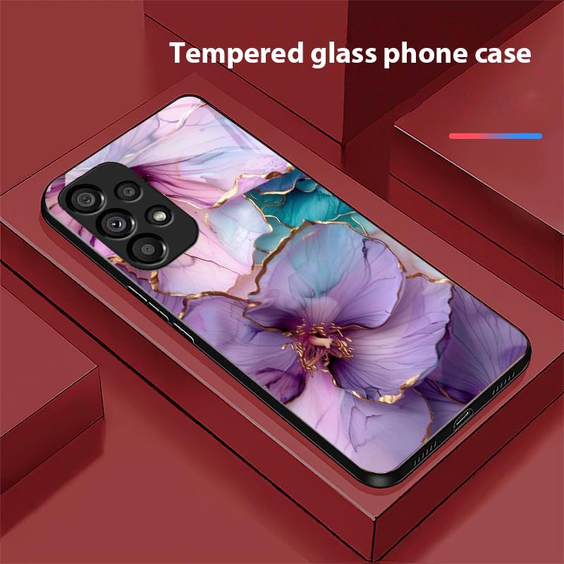 Golden Rose Blossoms For Samsung Galaxy S10 S20 Plus S21 FE S22 23 24 S25 Ultra Black Tempered Glass Phone Case Hard Shell