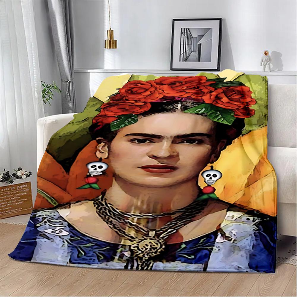 Cartoon F-Frida Printed Blanket Picnic Blankets Warm Blanket Soft and Comfortable Blanket Home Travel Birthday Gift