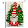 Merry Christmas Garden Flag Double Sided Winter Garden Flag Gnome with Striped Hat Trees Snowflakes Coffee Seasonal Flags for Patio Lawn Decoration