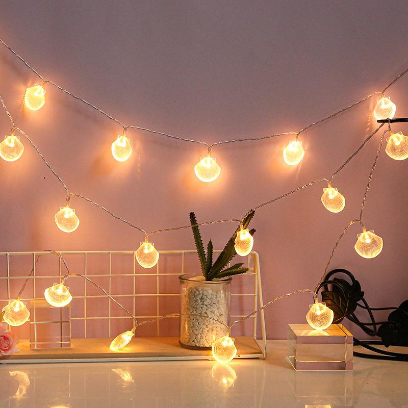 LED Seashells Light Garland Battery-operated Garland Christmas Ornament Wedding Party Xmas Tree New Year's Decor Fairy Light
