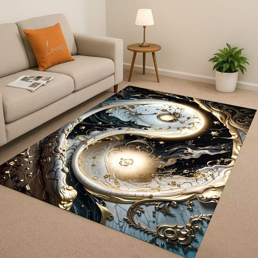 New Yin Yang Chinese Tai Chi Natural Balance Art Living Room Non-Slip Area Rug Soft Carpet for Bedroom Sofa,Home Decor Doormat