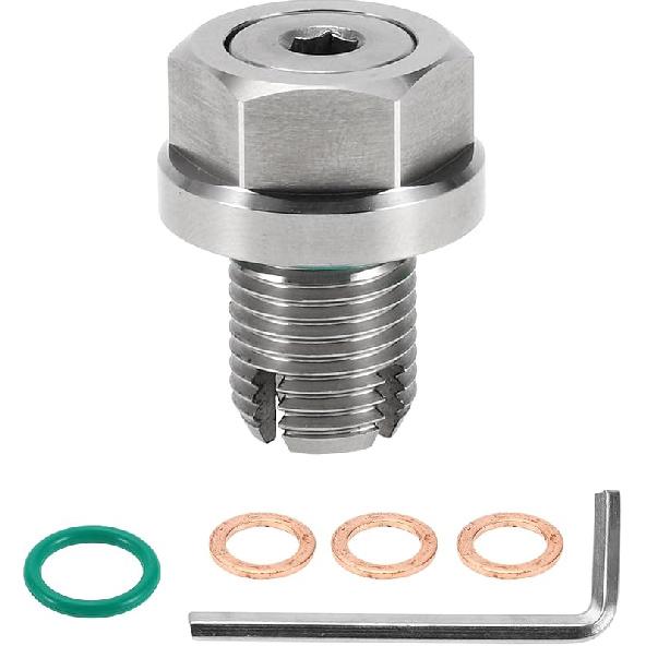for Car Motorcycle Boat Oil Drain Plug Anti Leakage Engine Oil Pan Drain Bolt Screw Thread Repair Silver Tone with 3 Gasket Copper M16.1-2mm M12.1-1.25mm