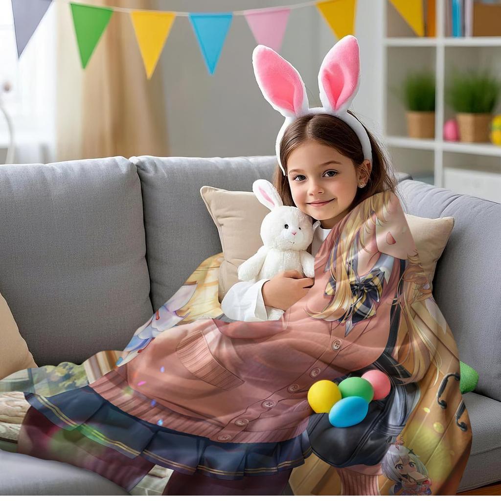 Cute Anime Fleece Fashion Blanket - Soft Flannel Throw Gift for Kids, Teens, Adults - Warm & Cozy for Christmas, Birthday