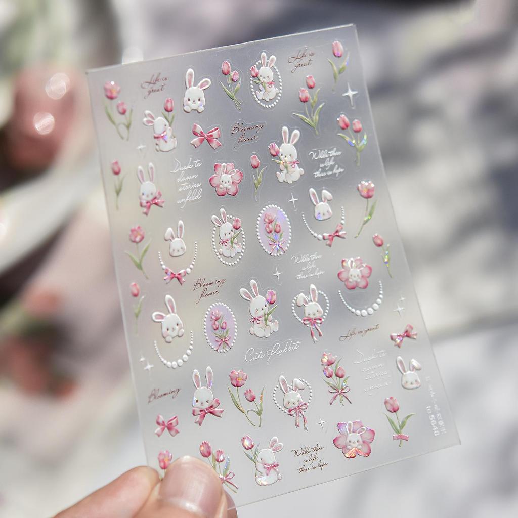Tomoni Shell Light Sweet Rabbit Nail Stickers for Kids