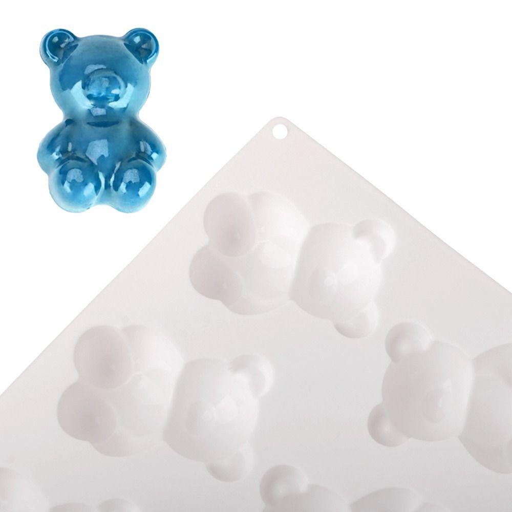 6/8/12 Cells Baking Cake Molds Little Bear Shape Food-Grade Silicone Chocolate Mold Reusable Heat-Resistant Pudding Mould