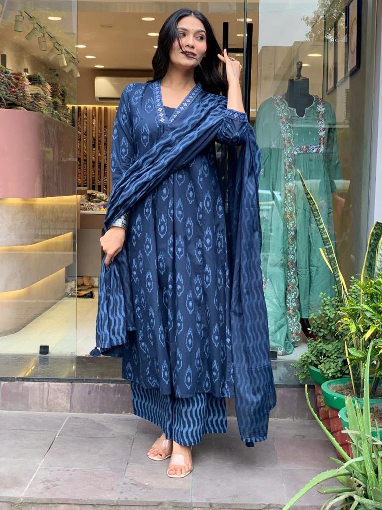 Indyjski projektant kobiet Kurta Spodnie Dupatta Zestaw Bollywood Top Tunika Salwar Suit Kurti Sukienka