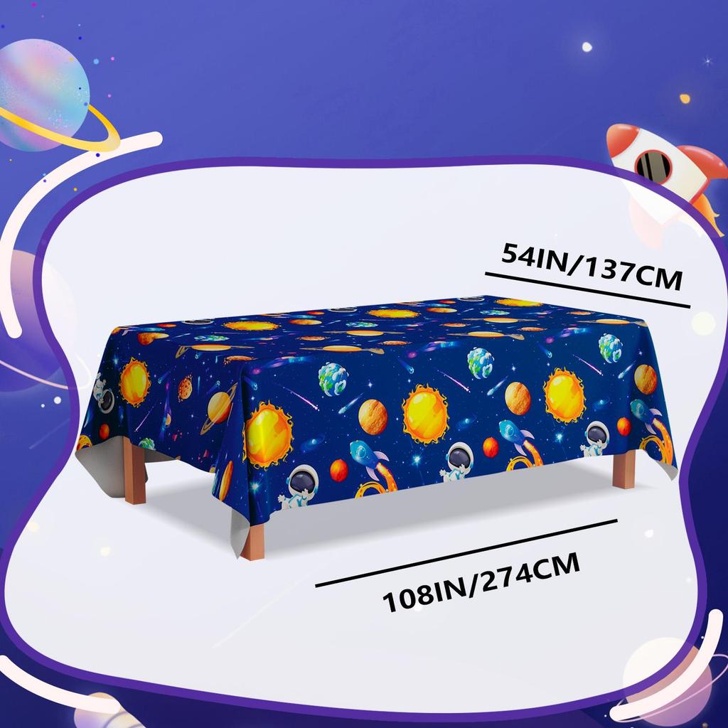 3 Pcs Space Tablecloth, Outer Space Party Table Cloth Set - Astronaut Table Covers, Space Birthday Party Tablecloth