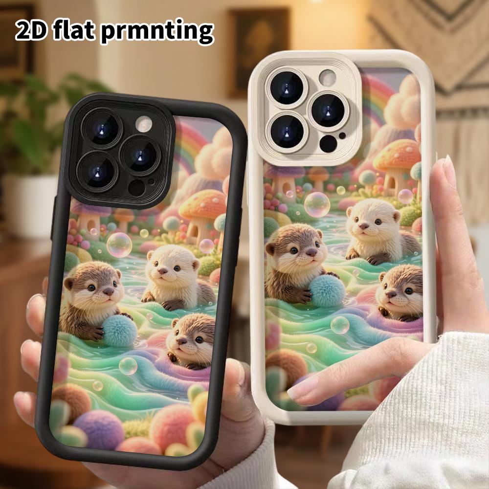 Phone Case: 2D flat, suitable for iPhone 18 17 16 15 14 13 12Pro protective case, castle cradle teddy bear, perfect Christmas and Halloween holiday gi