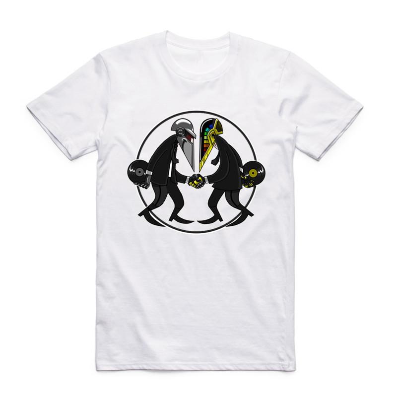 2019 Daft Punk Herren Damen T-Shirt Sommer Kurzarm Französische Musikband Punk T-Shirts Herren Lässig Streetwear Weiße Oberteile Tees