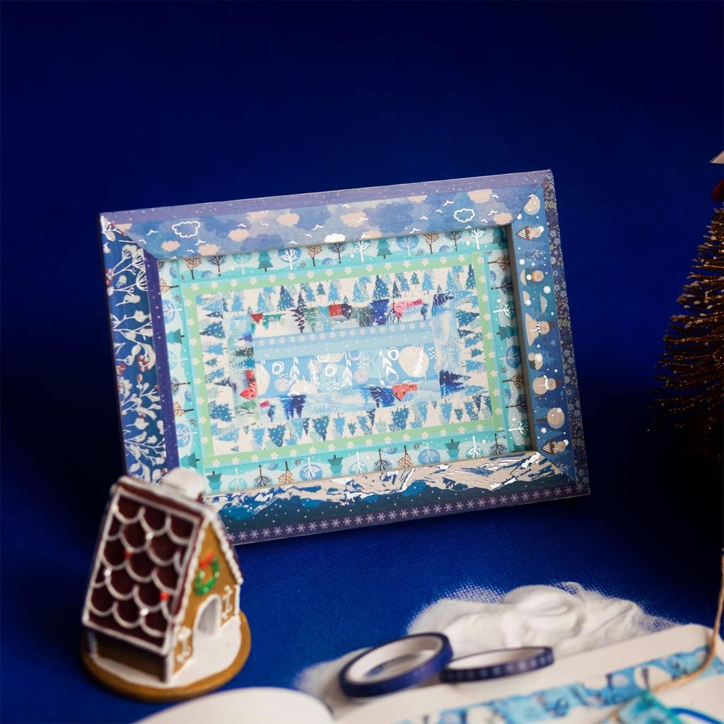 YUBX Winter Masking Tape Blue Washi Snow Silver Foil Narrow for DIY Gift Decoration Narrow 19-Piece Set, Tape, Pattern, Stamping, Strips, Crafts,