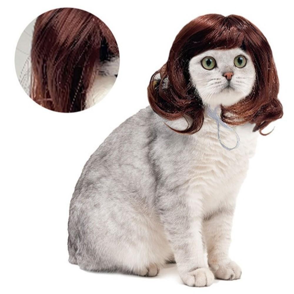 Adjustable Cat Short Curly Hair Lightweight Pet Costume Wigs Pet Wigs Photography Props