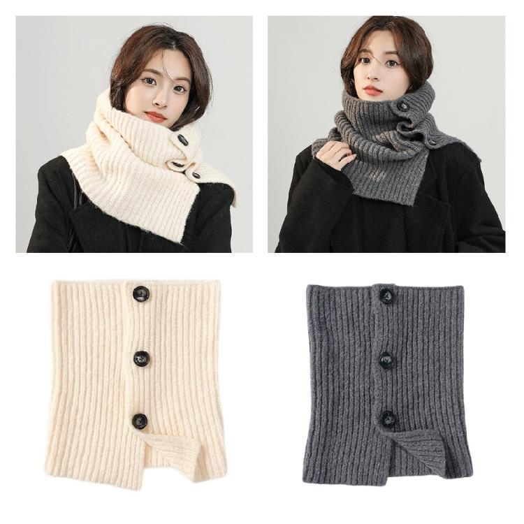 Buttoned Knitted Neck Scarf Neck Wrap for Winter Warmth Trendy Neck Gaiter Shoulder Wrap Neck Shawl for Women Travel