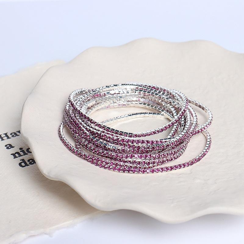 5pcs Fashion Crystal Rhinestone Stretch Bracelet For Women Elastic Wristband Wedding Bracelets Daily Female Zircon Accessories