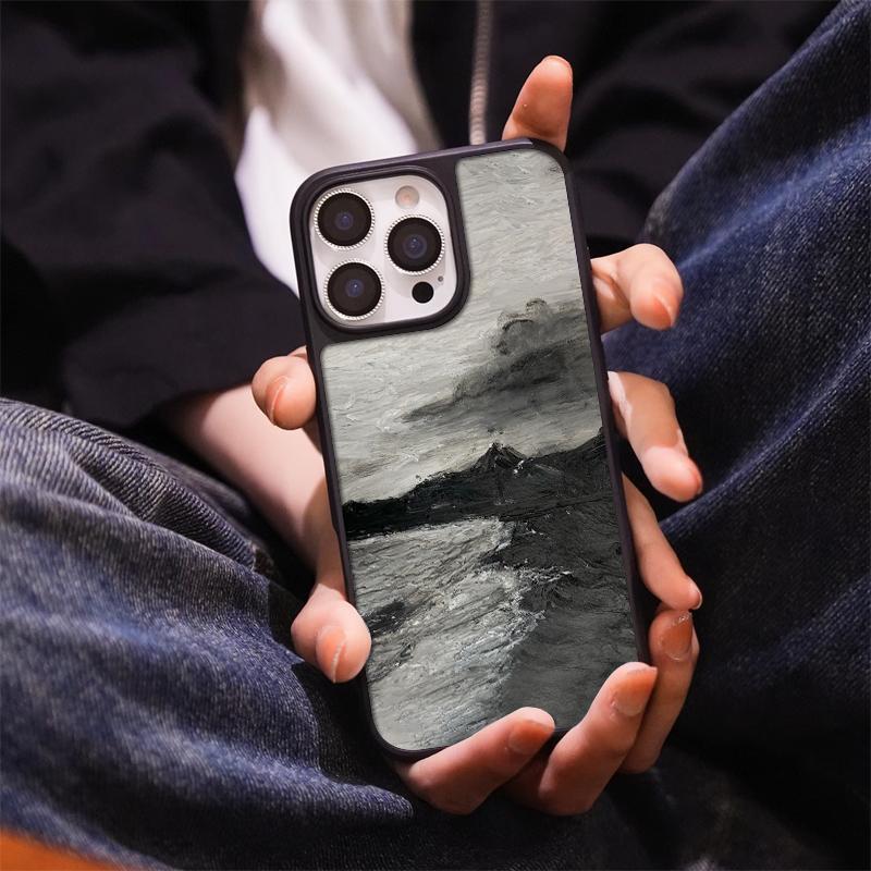 Night black mountain suitable for Apple iPhone17 mobile phone case 15 matte PC16 personality 13 large holes 14 hard case