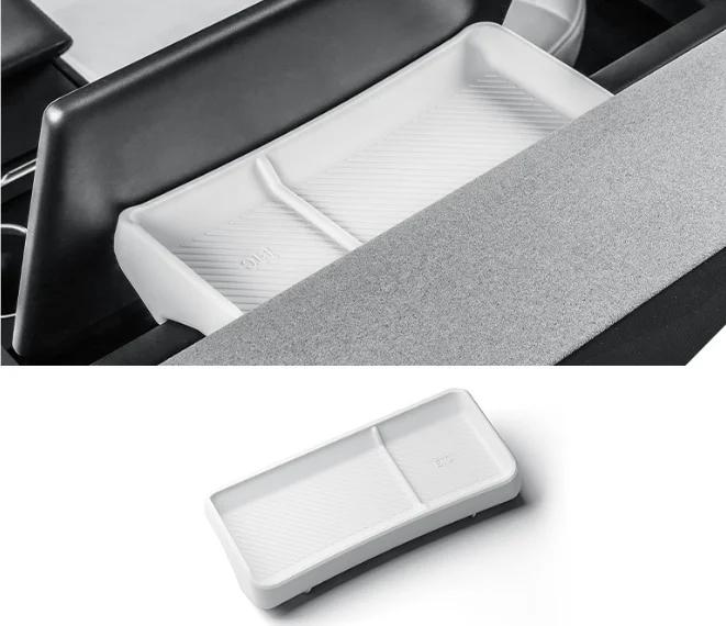 TPE Center Console Rear Storage Box Trash Can Organizer For Tesla For Model Y For Juniper 2026 Black,White,Gray