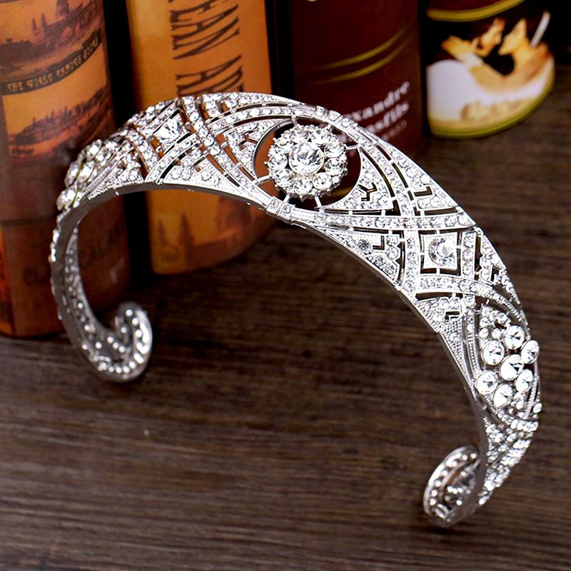 1Pc Crystal Hair Band Wedding Beautiful Alloy Silver Crown Rhinestone Bridal Tiara