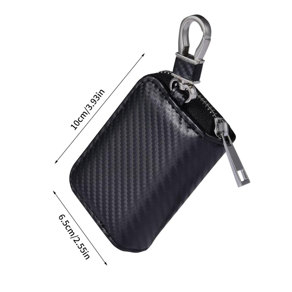 Sacoche pour Clés de Voiture à Fermeture Éclair avec Blocage de Signal RFID, Porte-Clés en Cuir PU, Sac Faraday, Pochette Antivol, Boîtier Anti-Hacking, Bloqueur