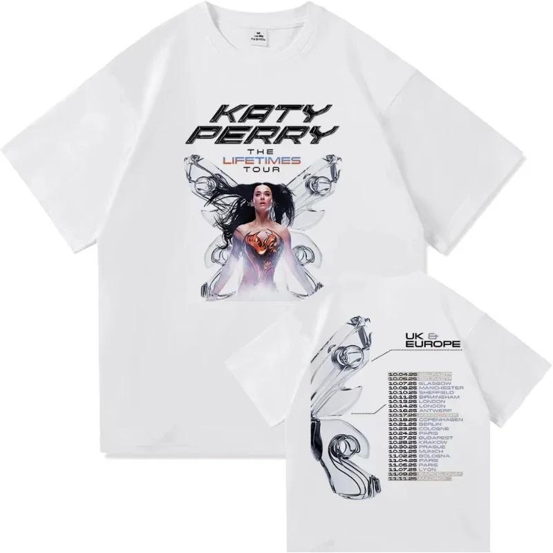 

2025 Katy Perry The Lifetimes Tour Print Tee Shirt Men Women Vintage Aesthetic High Quality Oversized Cotton T-Shirts Streetwear 4XL