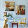 Quadratische Wandkunst Bild für Wohnzimmer HD abstrakte bunte Blätter Leinwand Malerei Retro grüne Pflanze Druck Mode Dekor