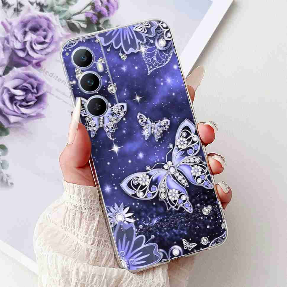 For Realme C65 Case Cute Cartoon Butterfly Cover Soft Silicone Phone Case Fundas For Realme C 65 C65 RealmeC65 4G Bumper