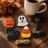 Indoor Halloween Decorations 6Pcs Tiered Tray Decor, Ghost Black Cat Mummy Figurines, Pumpkin Witch Ornaments Hat Bat Wooden for Shelf Table,